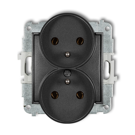 KARLIK MINI 11MGPR-2z  Gniazdo podwójne do ramki z uziemieniem 2x(2P+Z) (bez przesłon torów prądowych)