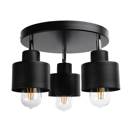 LISA oprawa ścienno-sufitowa, moc max. 3x60W, E27, czarna, podstawa okrągła, jednopoziomowa, ruchome głowice lampy