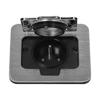 Hermetyczne gniazdo elektryczne kwadratowe, IP55, szczotkowane aluminium