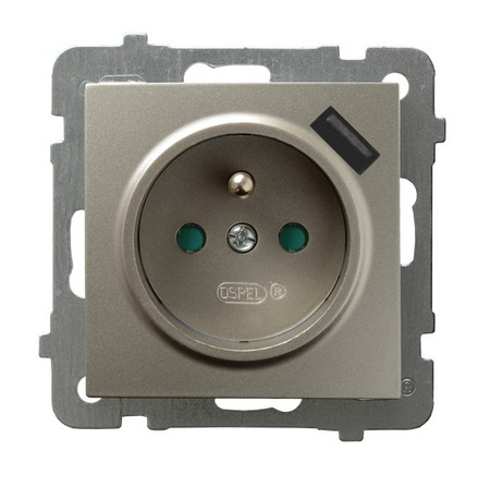 Ospel as GP-1GZPUSB/m/45 Gniazdo pojedyncze z uziemieniem z przesłonami torów prądowych, z ładowarką USB