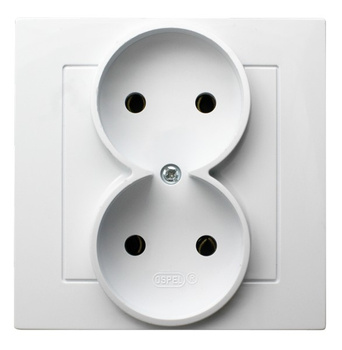 OSPEL AS GP-2G/00 Gniazdo podwójne kompletne z ramką biały