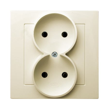 Ospel as GP-2G/27 Gniazdo podwójne kompletne z ramką