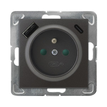 OSPEL IMPRESJA GP-1YZPUSBAC/m/50 Gniazdo z/u, przesłony, ładowarka USB