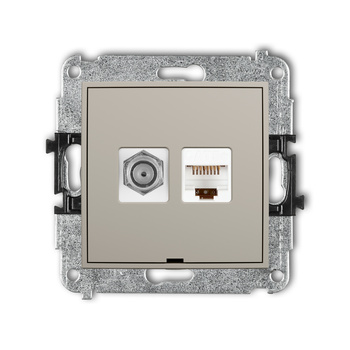 KARLIK MINI 60MGFKBO-1 Mechanizm gniazda antenowego poj. typu F (SAT) + gniazda komp. poj. 1xRJ45, kat. 5e, 8-stykowy, bez pola opisowego