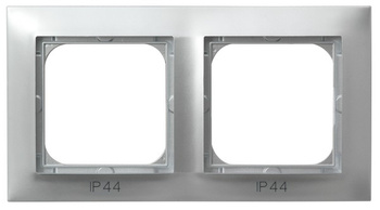 OSPEL IMPRESJA RH-2Y/18 Ramka podwójna do łączników IP-44 srebro
