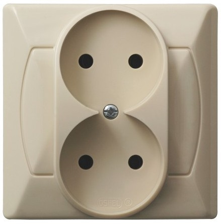 OSPEL AKCENT GP-2A/01 Gniazdo podwójne beż