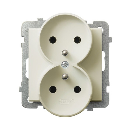 OSPEL SONATA GP-2RRAZ/m/27 Gniazdo podwójne z/u moduł (do ramek 4mm)