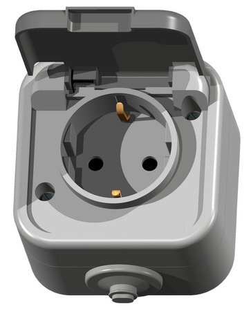 Ospel delfina GNH-1DS/30/w Gniazdo pojedyncze z uziemieniem schuko wieczko w kolorze wyrobu