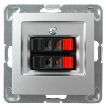 Ospel impresja GG-2Y/m/18 Gniazdo głośnikowe podwójne srebro