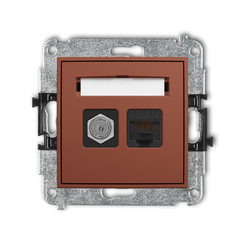 KARLIK MINI 63MGFK-1 Mechanizm gniazda antenowego poj. typu F (SAT) + gniazda komp. poj. 1xRJ45, kat. 5e, 8-stykowy