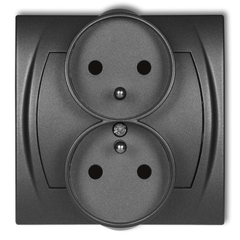 KARLIK LOGO 11LGPR-2zp  Gniazdo podwójne do ramki poziomej z uziemieniem 2x(2P+Z) (przesłony torów prądowych)