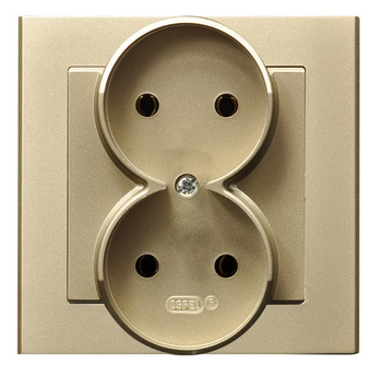 OSPEL SONATA GP-2R/39 Gniazdo podwójne kompletne z ramką złoty