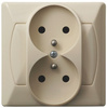 OSPEL AKCENT GP-2AZ/01 Gniazdo podwójne z uziemieniem beż
