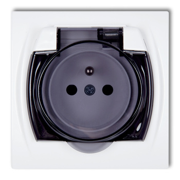 KARLIK LOGO LGPB-1zdp  Gniazdo bryzgoszczelne z uziemieniem 2P+Z (klapka dymna