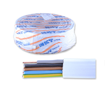 Przewód płaski kabel YDYpżo 5x1,5 450/750V NKT biały 172153018C0100 50m