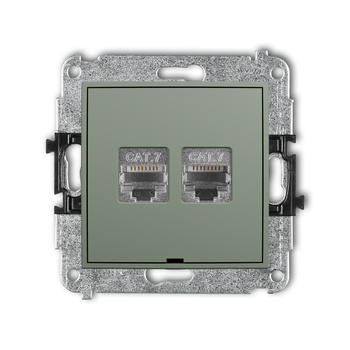 KARLIK MINI 61MGKBO-10 Mechanizm gniazda komputerowego podwójnego 2xRJ45, kat. 7, ekranowany, 8-stykowy, bez pola opisowego