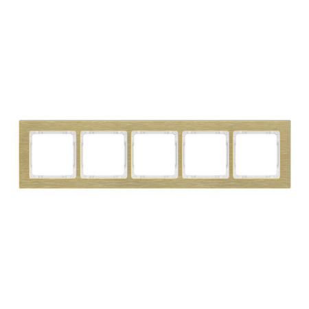 KARLIK DECO 8-0-DRA-5 Ramka uniwersalna pięciokrotna - aluminium szczotkowane (ramka: kolor mosiężny; spód: biały)