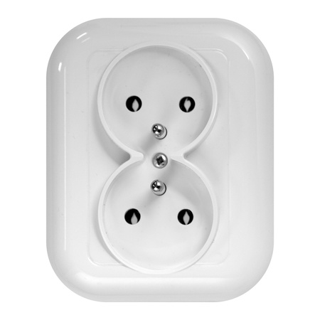Gniazdo podwójne p/t 2x2p+Z 16A, 250V, FAN, biały