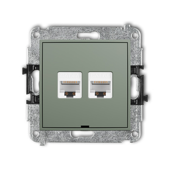 KARLIK ICON 61IGKBO-8 Mechanizm gniazda komputerowego podwójnego 2xRJ45, kat. 6A, 8-stykowy, bez pola opisowego