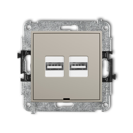 KARLIK MINI 60MCUSBBO-6 Mechanizm ładowarki USB podwójnej 2xUSB A, 15,5W max., 5V, 3.1A, bez pola opisowego