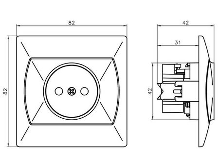 OSPEL AKCENT GP-1AP/01 Gniazdo pojedyncze z przesłonami torów prądowych