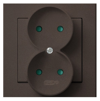 OSPEL SONATA GP-2RP/40 Gniazdo podwójne z przesłonami, kompletne