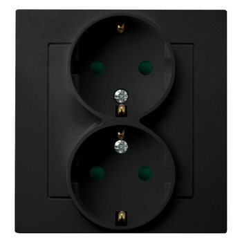 Ospel as GP-2GSP/33 Gniazdo podwójne z uziemieniem schuko z przesłonami torów prądowych, kompletne z ramką