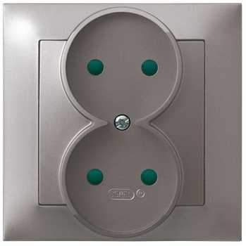 OSPEL IMPRESJA GP-2YP/23 Gniazdo podwójne z przesłonami torów kompletne