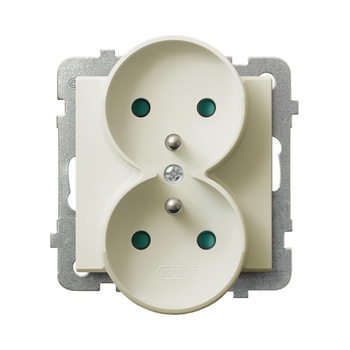 SONATA GP-2RRAZP/m/27 Gniazdo podwójne z uziemieniem z przesłonami torów prądowych, moduł bez ramki (do ramek 4mm)