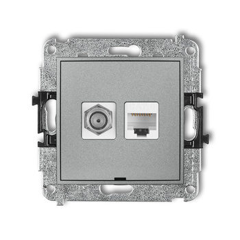 KARLIK MINI 7MGFKBO-3  Gniazdo antenowe pojedyńcze typu F (SAT) + gniazda komp. poj. 1xRJ45