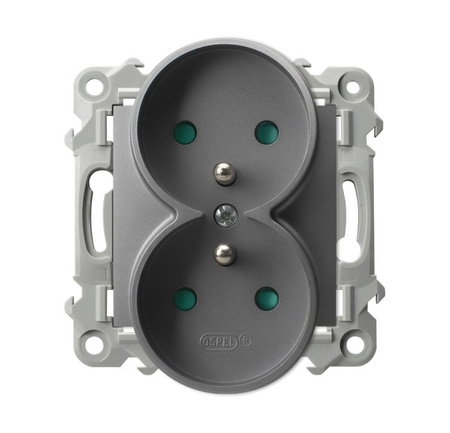 OSPEL SZAFIR GP-2ZRZP/m/70 Gniazdo podwójne z/u z przesłonami moduł