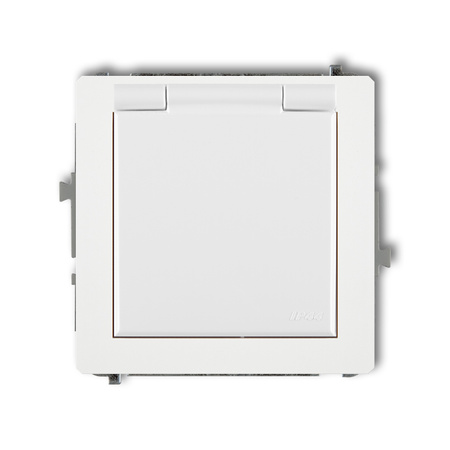 KARLIK DECO DGPB-1sp Gniazdo bryzgoszczelne z uziemieniem SCHUKO 2P+Z (klapka biała