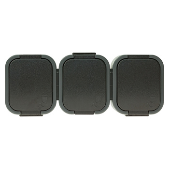 Gniazdo potrójne n/t 3x2P+Z, Schuko, bryzgoszczelne z klapką B2, IP54, NT-317 B2, szary/czarny