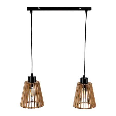 DELOS 2P E27, lampa wisząca, max. 2x60W, czarna, drewno