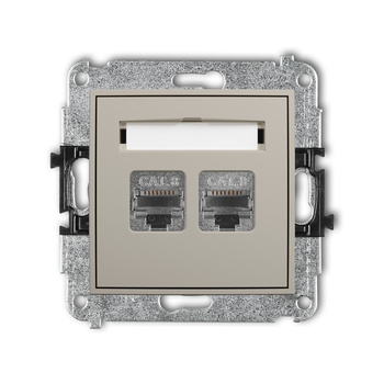 KARLIK MINI 60MGK-12 Mechanizm gniazda komputerowego podwójnego 2xRJ45, kat. 8, ekranowany, 8-stykowy