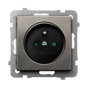 OSPEL SONATA STAL INOX GP-1RMZP/m/37 Gniazdo pojedyncze z uziemieniem z przesłonami torów prądowych