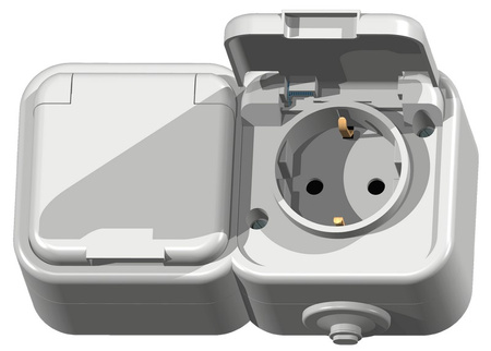 Ospel delfina GNH-2DS/00/w Gniazdo podwójne z uziemieniem schuko wieczko w kolorze wyrobu