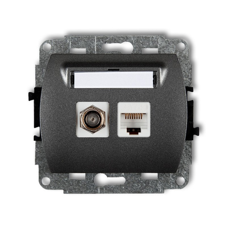 KARLIK TREND 11GFK-1 Gniazdo antenowe pojedyńcze typu F (SAT) + gniazda komp. poj. 1xRJ45