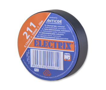 ANTICOR Electrix 211 Taśma elektroizolacyjna 0,13mmx19mmx20m czarna