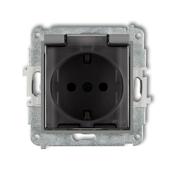 KARLIK MINI 27MGPB-1sdp  Gniazdo bryzgoszczelne z uziemieniem SCHUKO 2P+Z (klapka dymna