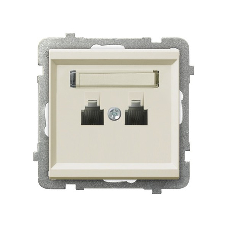OSPEL SONATA GPT-2RR/m/27 Gniazdo telefoniczne podwójne równoległe ecru