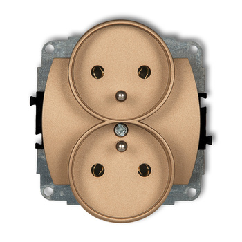 KARLIK TREND 8GPR-2zp  Gniazdo podwójne do ramki poziomej z uziemieniem 2x(2P+Z) (przesłony torów prądowych)