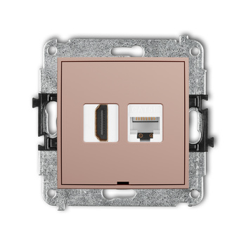 KARLIK ICON 62IGHKBO Mechanizm gniazda pojedynczego HDMI 2.0, 4K + gniazda komp. poj. 1xRJ45, kat. 5e, 8-stykowy, bez pola opisowego
