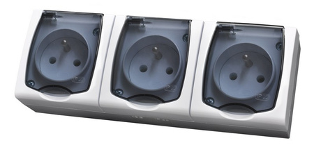 OSPEL MADERA GNH-3NZ/00/d Gniazdo potrójne z uziemieniem IP