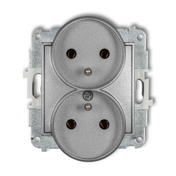 KARLIK MINI 7MGPR-2z  Gniazdo podwójne do ramki z uziemieniem 2x(2P+Z) (bez przesłon torów prądowych)