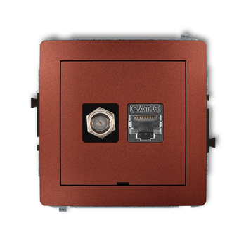 KARLIK DECO 9DGFKBO-5  Gniazdo antenowe pojedyńcze typu F (SAT) + gniazda komp. poj. 1xRJ45