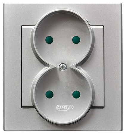 OSPEL SONATA GP-2RP/38 Gniazdo podwójne z przesłonami torów, kompletne