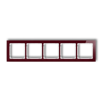 KARLIK DECO 14-0-DRS-5 Ramka uniwersalna pięciokrotna - efekt szkła (ramka: bordowa; spód: biały)