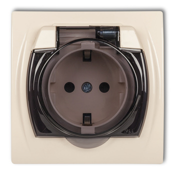 KARLIK LOGO 1LGPB-1sd Gniazdo bryzgoszczelne z uziemieniem SCHUKO 2P+Z (klapka dymna, bez przesłon torów prądowych)