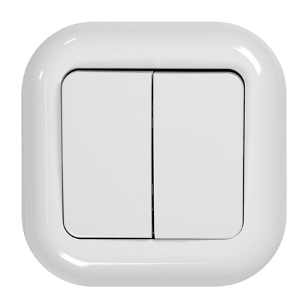 Łącznik podwójny p/t 10A, 250V, świecznikowy, FAN, biały